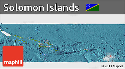 Satellite Panoramic Map of Solomon Islands, single color outside