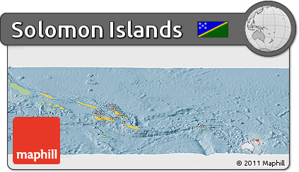Savanna Style Panoramic Map of Solomon Islands, single color outside