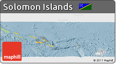 Savanna Style Panoramic Map of Solomon Islands, single color outside