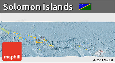 Savanna Style Panoramic Map of Solomon Islands, single color outside