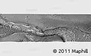 Shaded Relief Panoramic Map of Solomon Islands, darken, desaturated