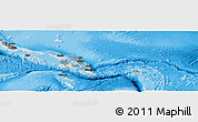 Shaded Relief Panoramic Map of Solomon Islands, darken, land only