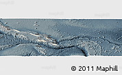 Shaded Relief Panoramic Map of Solomon Islands, darken, semi-desaturated