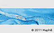 Shaded Relief Panoramic Map of Solomon Islands, lighten, desaturated, land only