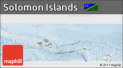 Shaded Relief Panoramic Map of Solomon Islands, lighten
