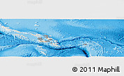 Shaded Relief Panoramic Map of Solomon Islands, lighten, land only