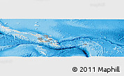 Shaded Relief Panoramic Map of Solomon Islands, lighten, semi-desaturated, land only