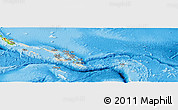 Shaded Relief Panoramic Map of Solomon Islands, physical outside