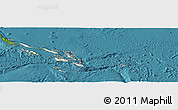 Shaded Relief Panoramic Map of Solomon Islands, satellite outside