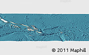 Shaded Relief Panoramic Map of Solomon Islands, single color outside, satellite sea