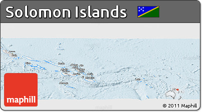 Silver Style Panoramic Map of Solomon Islands