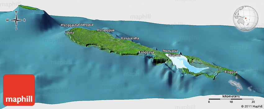 Satellite Panoramic Map of Rennell and Bellona