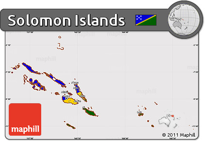 Flag Simple Map of Solomon Islands