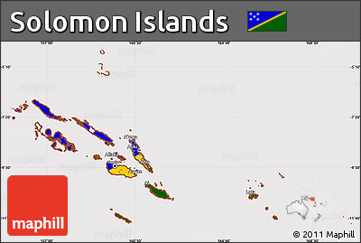 Flag Simple Map of Solomon Islands