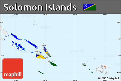 Flag Simple Map of Solomon Islands, single color outside, flag rotated