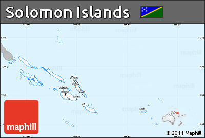 Gray Simple Map of Solomon Islands, single color outside