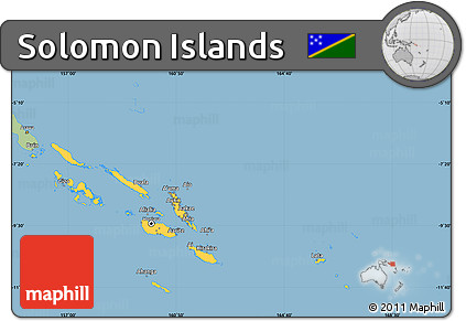 Savanna Style Simple Map of Solomon Islands