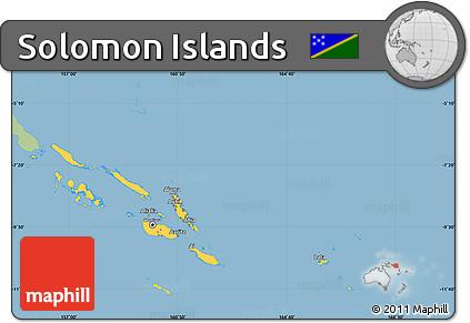 Savanna Style Simple Map of Solomon Islands, single color outside