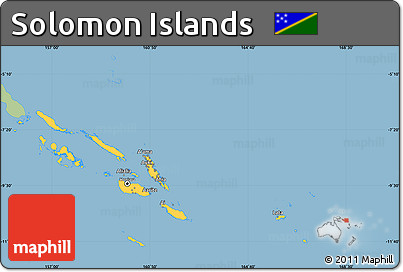 Savanna Style Simple Map of Solomon Islands, single color outside