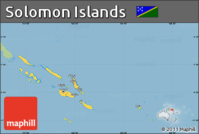 Savanna Style Simple Map of Solomon Islands, single color outside
