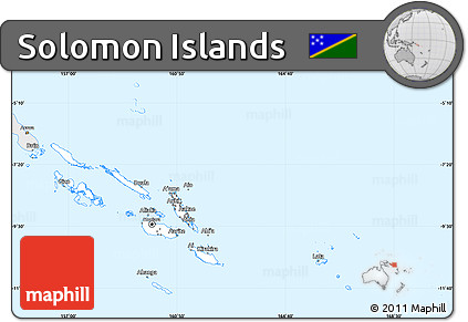 Silver Style Simple Map of Solomon Islands