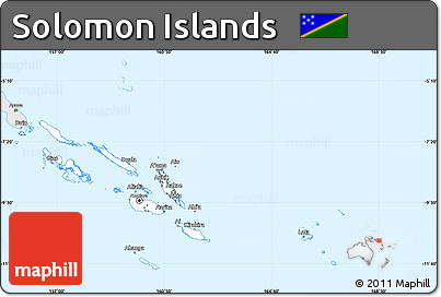 Silver Style Simple Map of Solomon Islands