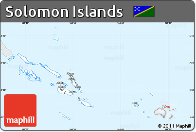 Silver Style Simple Map of Solomon Islands, single color outside