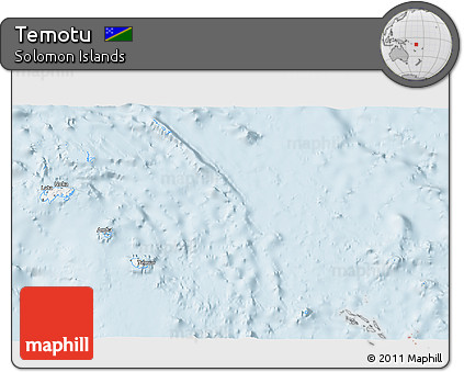 Gray 3D Map of Temotu, single color outside