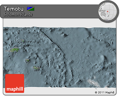 Satellite 3D Map of Temotu, semi-desaturated