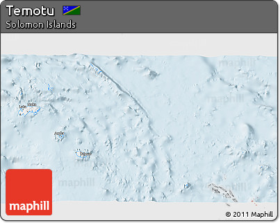 Silver Style 3D Map of Temotu, single color outside