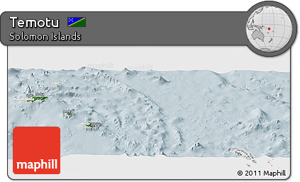 Satellite Panoramic Map of Temotu, lighten