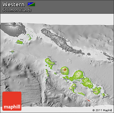 Physical 3D Map of Western, desaturated