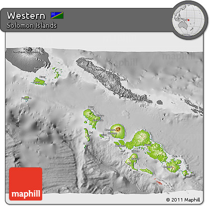 Physical 3D Map of Western, desaturated