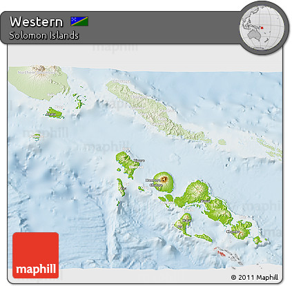 Physical 3D Map of Western, lighten