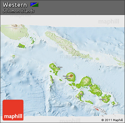 Physical 3D Map of Western, lighten