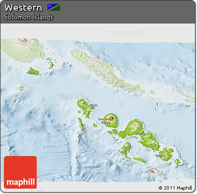Physical 3D Map of Western, lighten