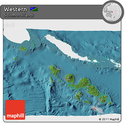 Satellite 3D Map of Western, single color outside