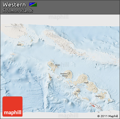 Shaded Relief 3D Map of Western, lighten