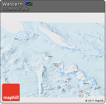 Silver Style 3D Map of Western, single color outside