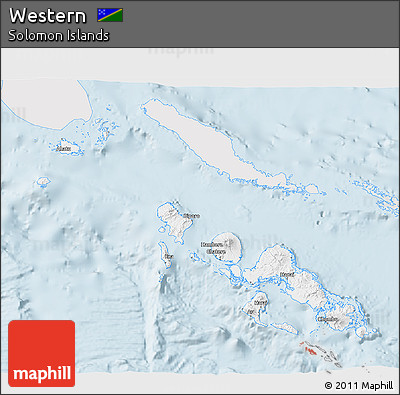 Silver Style 3D Map of Western, single color outside