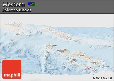 Shaded Relief Panoramic Map of Western, lighten