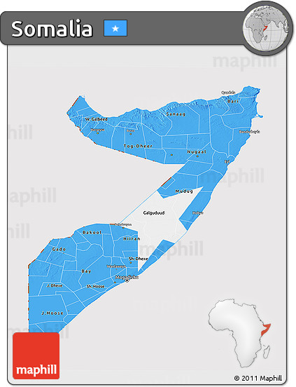 Flag 3D Map of Somalia, flag aligned to the middle