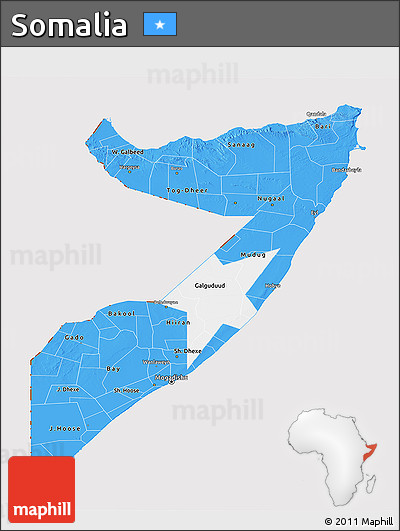 Flag 3D Map of Somalia, flag aligned to the middle