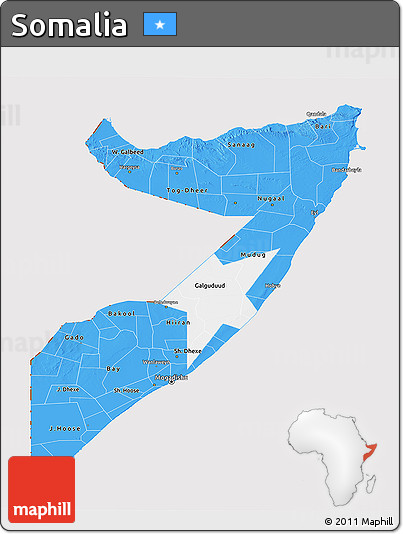 Flag 3D Map of Somalia, flag aligned to the middle