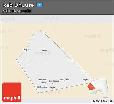 Classic Style 3D Map of Rab Dhuure, single color outside