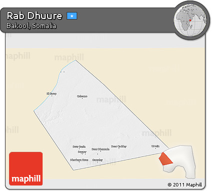 Classic Style 3D Map of Rab Dhuure, single color outside