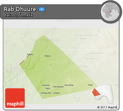 Physical 3D Map of Rab Dhuure, lighten