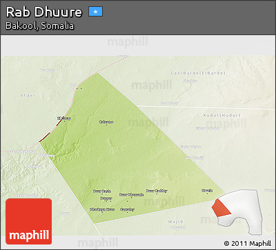Physical 3D Map of Rab Dhuure, lighten