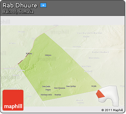 Physical 3D Map of Rab Dhuure, lighten