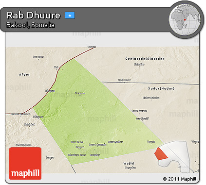 Physical 3D Map of Rab Dhuure, shaded relief outside